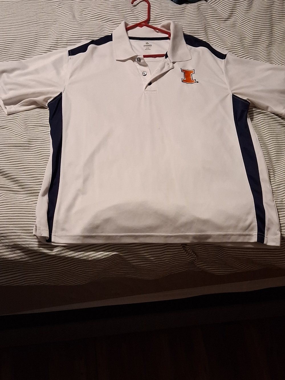 Illini Knights Apparel White Polo with Navy Trim
